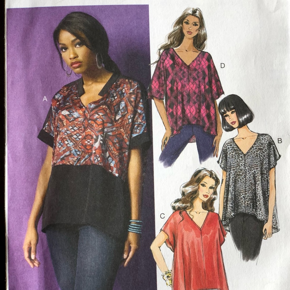 Butterick 5955 Loose Style Tops  Sizes XSm-Sml-Med UNCUT
